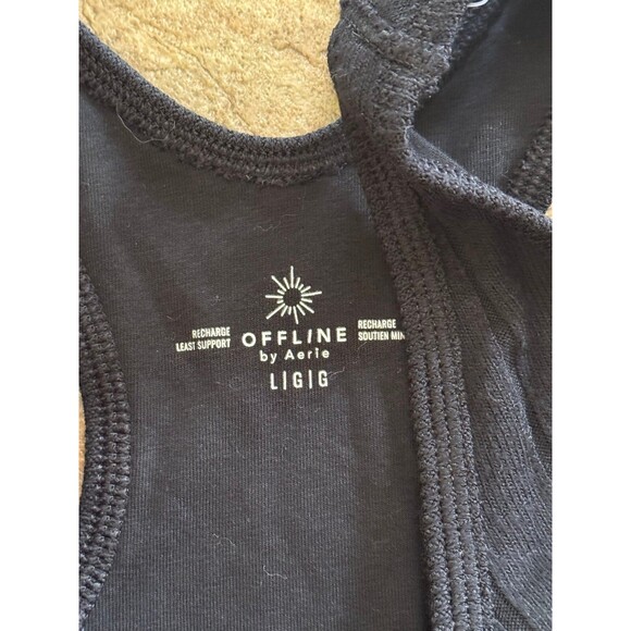 Aerie Cozy Class Ribbed Knit Sports Bra True Black Size Large - Picture 7 of 8